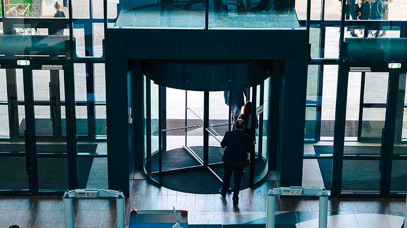 Revolving doors are perfect for office buildings.